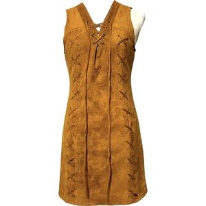 NWOT Flying Tomato Faux Suede Dress w/ Lacing Detail Fully Lined Size Medium